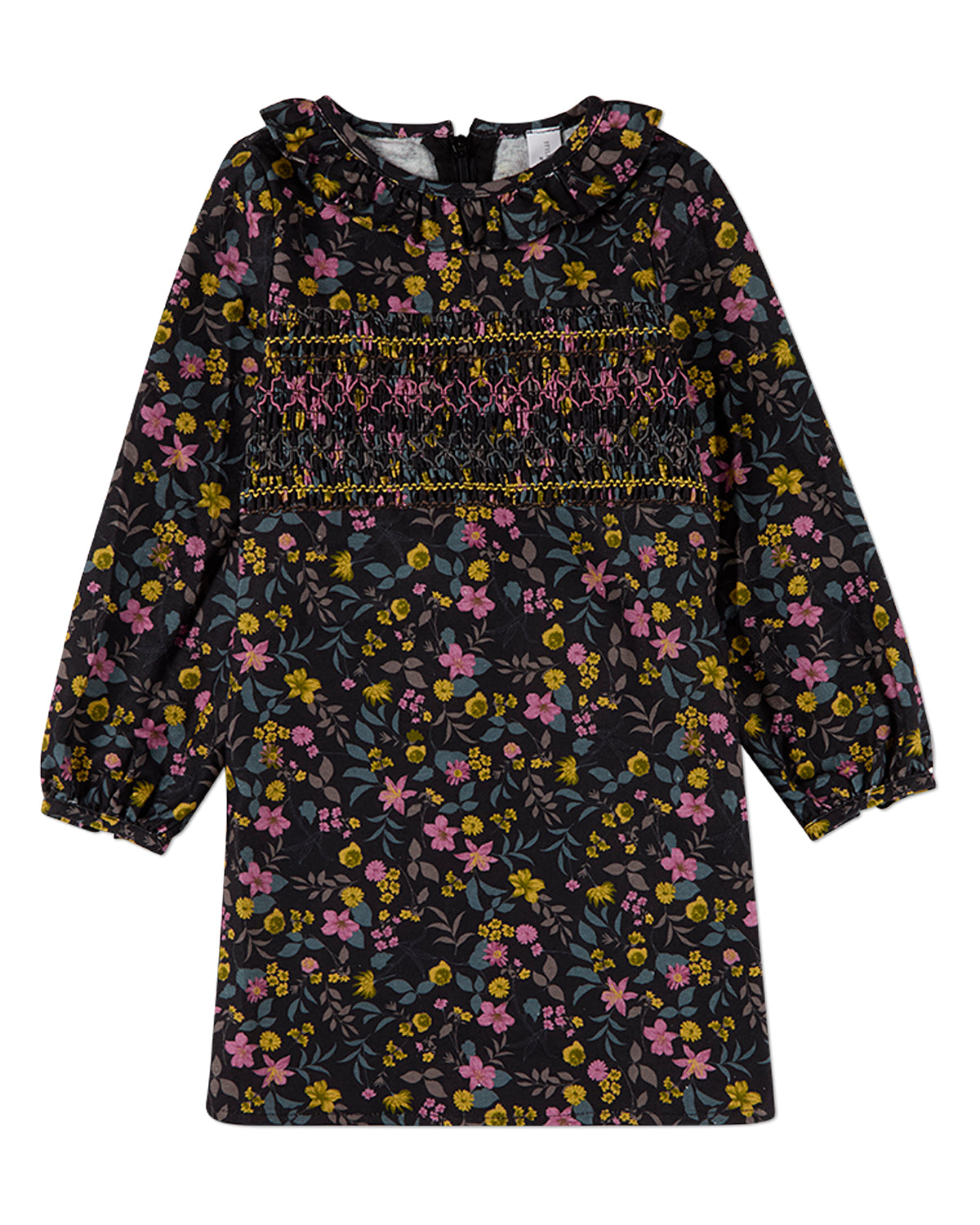 Girls Liberty-Style Print 100% Cotton Long-Sleeve Back-Zip Dress