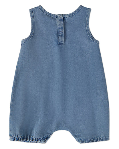 Baby and Toddler Boys "Petit Etoile" Cotton Denim Shorts-Style Romper