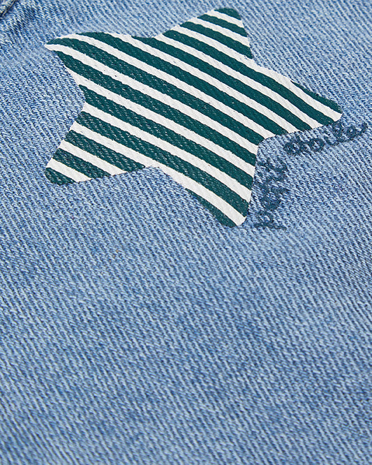 Baby and Toddler Boys "Petit Etoile" Cotton Denim Shorts-Style Romper