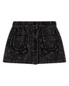 Girls 100% Cotton Denim Button-Down Short Skirt with Scalloped Pockets