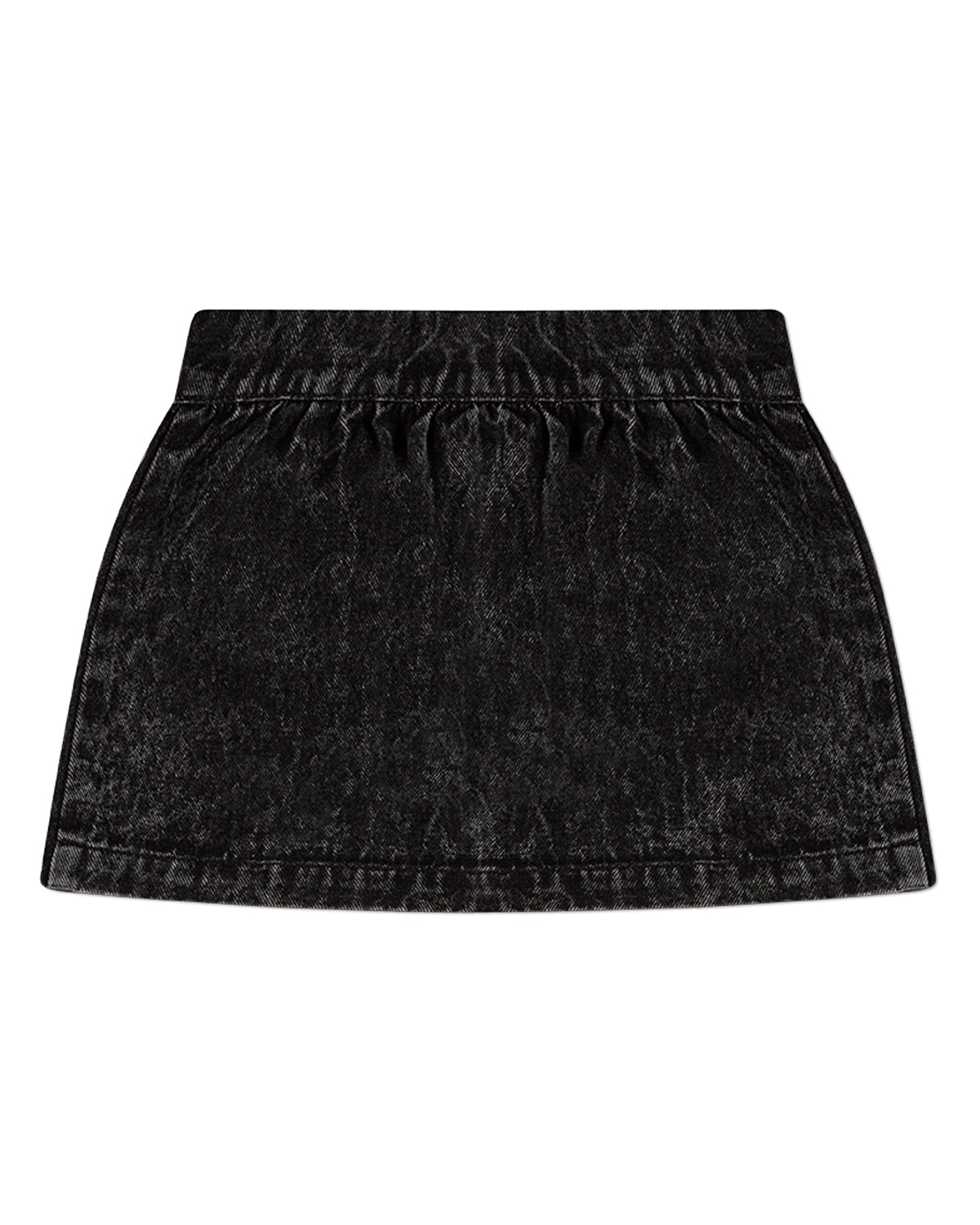 Girls 100% Cotton Denim Button-Down Short Skirt with Scalloped Pockets