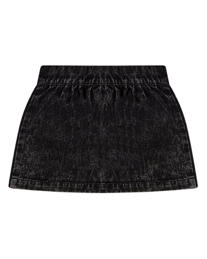 Girls 100% Cotton Denim Button-Down Short Skirt with Scalloped Pockets