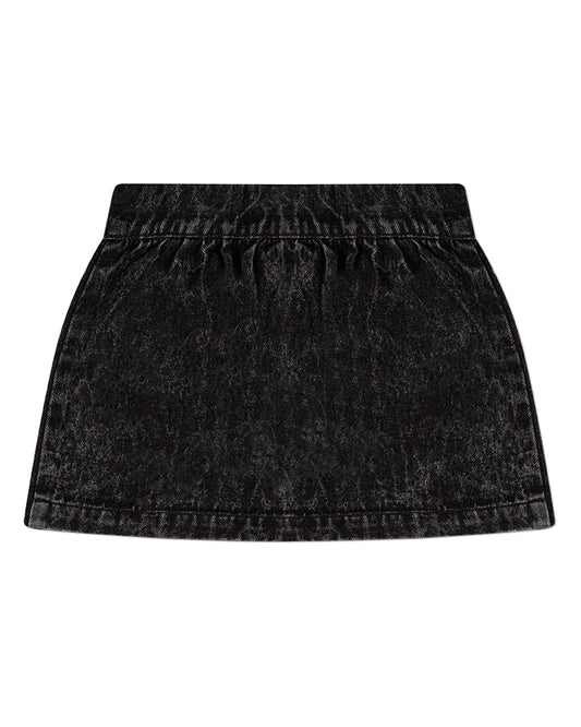 Girls 100% Cotton Denim Button-Down Short Skirt with Scalloped Pockets