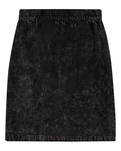Girls 100% Cotton Denim Button-Front Long Skirt with Scalloped Pockets