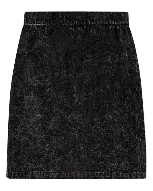 Girls 100% Cotton Denim Button-Front Long Skirt with Scalloped Pockets