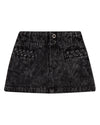 Girls 100% Cotton Denim Short Skirt with Braided-Trim Pockets
