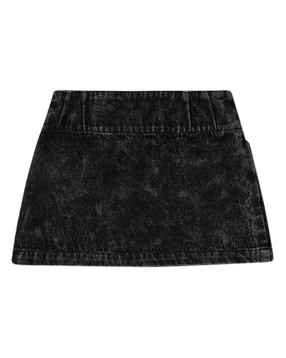 Girls 100% Cotton Denim Short Skirt with Braided-Trim Pockets