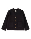 Boys 100% Cotton 2-Pocket Button-Down Cardigan With Raised Crest