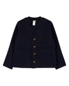 Boys 100% Cotton 2-Pocket Button-Down Cardigan With Raised Crest