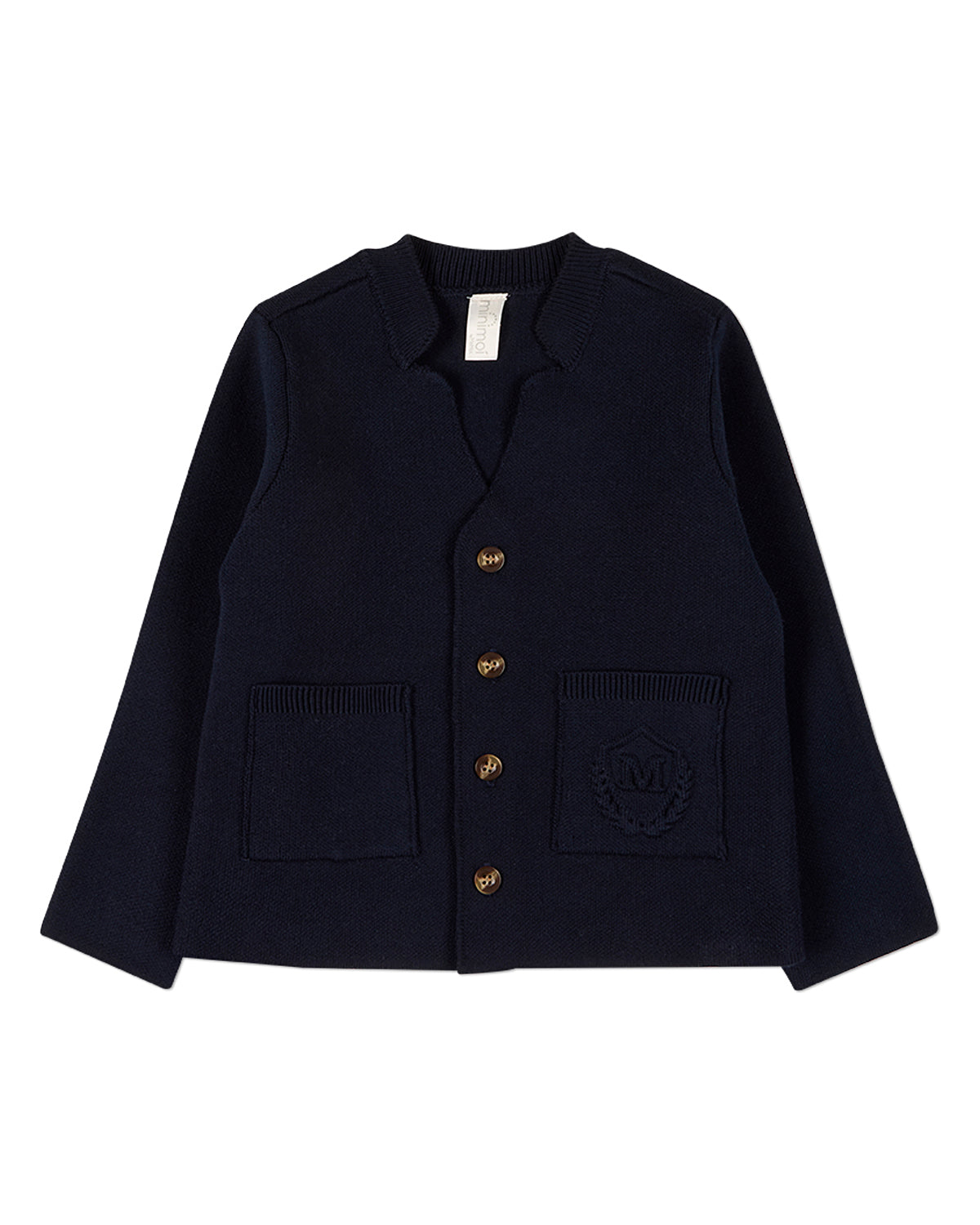 Boys 100% Cotton 2-Pocket Button-Down Cardigan With Raised Crest