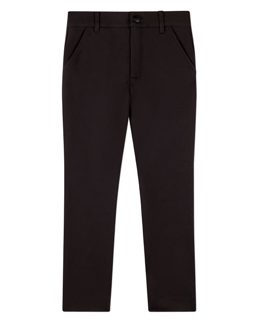 Boys Rayon-Blend 2-Pocket Solid-Color Stretch Knit Dress Pants