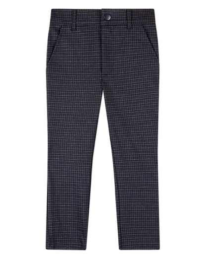 Boys Plaid-Print Rayon-Blend 2-Pocket Stretch Knit Dress Pant