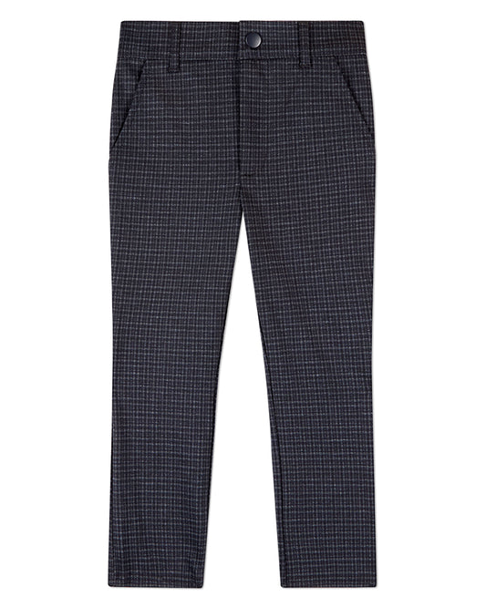 Boys Plaid-Print Rayon-Blend 2-Pocket Stretch Knit Dress Pant