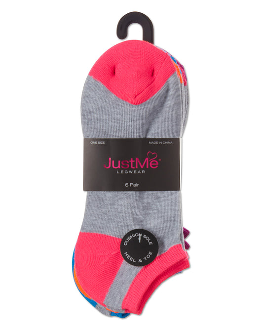 Women's 6 Pair Pack Highlight Tips Half Cushioned Low Cut Socks : Color: White