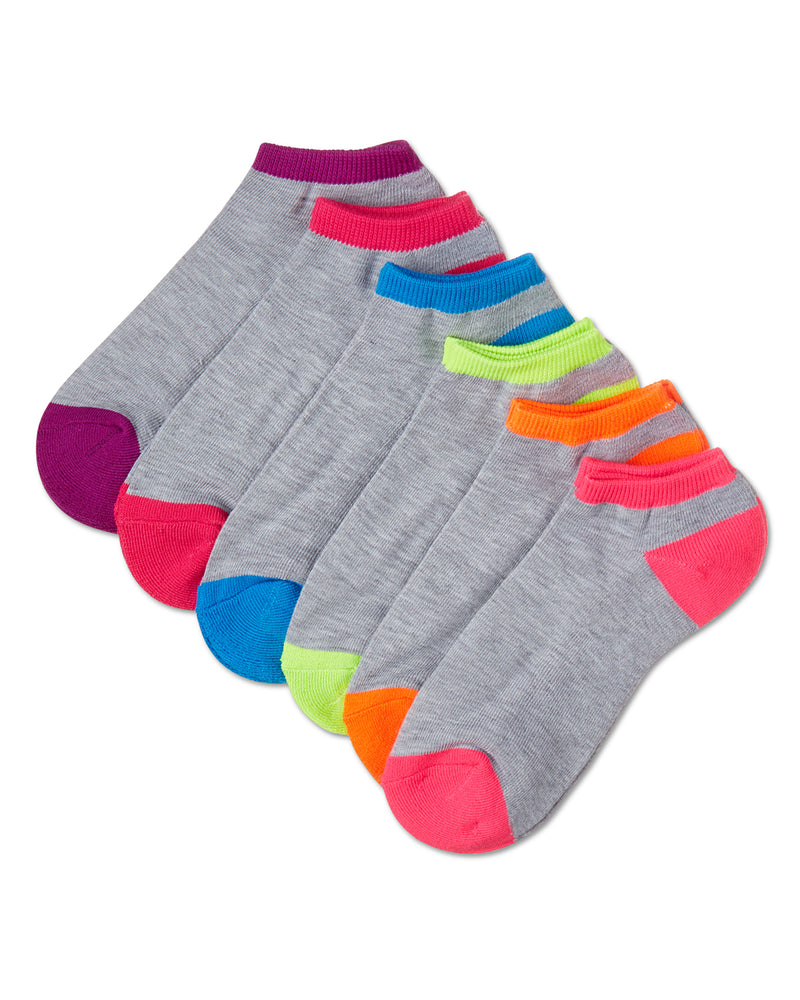 6 Pair Women's Highlight Tips Half Cushioned Low Cut Socks