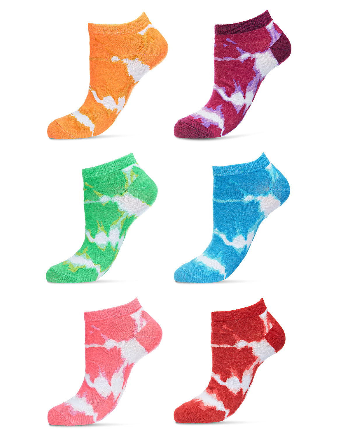 Women's 6 Pair Pack Tie Dye Low Cut Socks : Color: Assorted