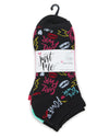 Women's 6 Pair Pack Girl Power Low Cut Socks : Color: Black
