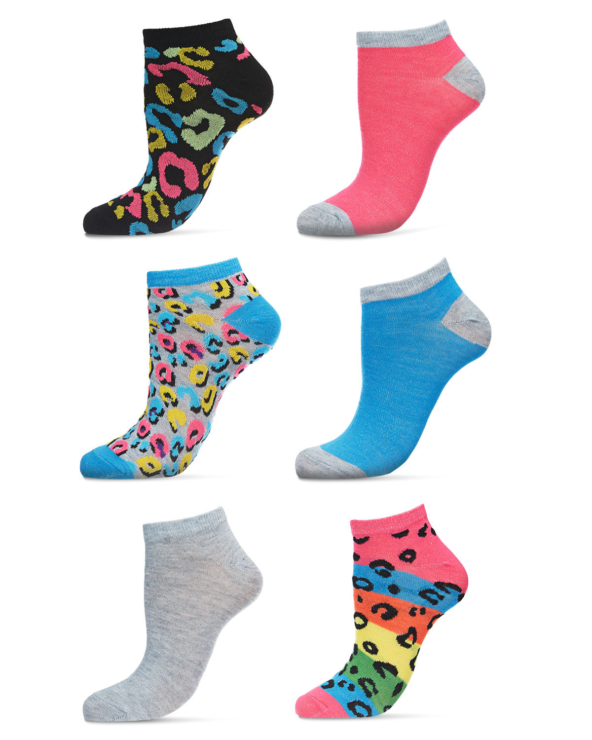 Women's 6 Pair Pack Cheetah Print Low Cut Socks : Color: Assorted