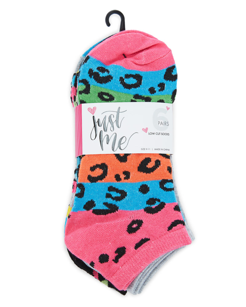 Women's 6 Pair Pack Cheetah Print Low Cut Socks