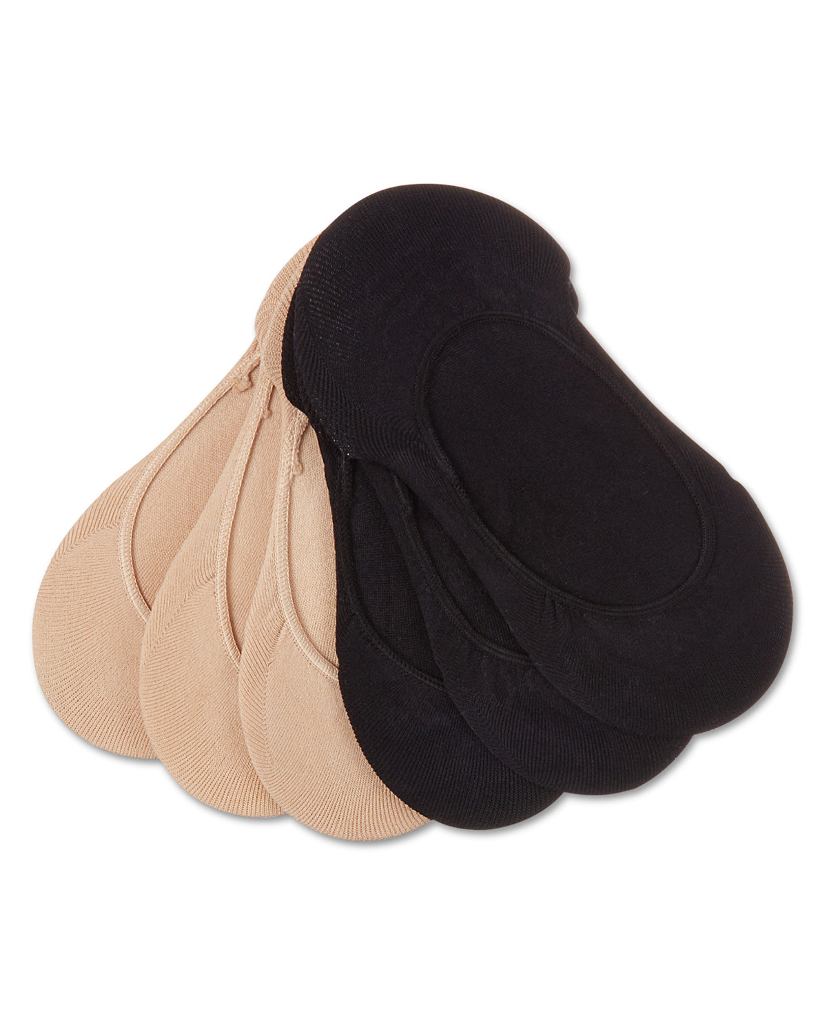 Women's 6 Pair Pack Barely There Micro Liner No-Show Socks : Color: Black-Nude