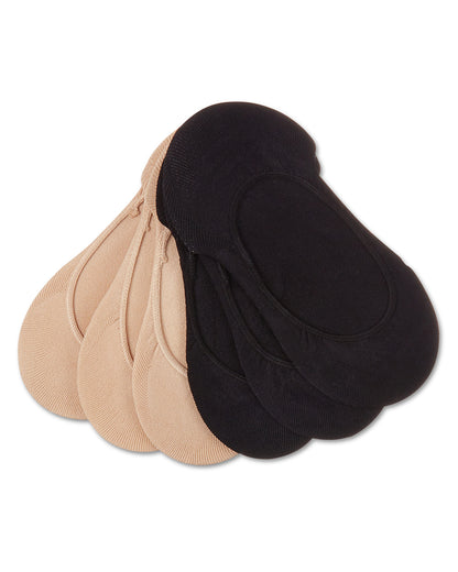 Women's 6 Pair Pack Barely There Micro Liner No-Show Socks : Color: Black-Nude