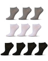 Women's 10 Pair Pack Basic Solid Low Cut Socks : Color: Medium Gray-White-Black
