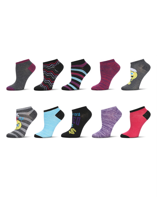 Women's 10 Pair Pack Back Off Low Cut Socks : Color: Assorted
