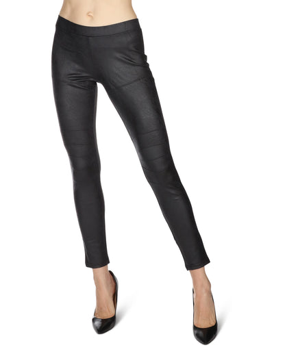 Women's Snodato Marbled Leather Look Leggings : Color: Black
