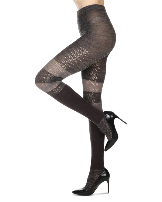 Women's Stripe Slouched Cotton Blend Sweater Tights : Color: Dark Gray