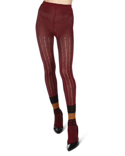 Women's Designernate Cotton Blend Multi-Pattern Sweater Tights : Color: Gray