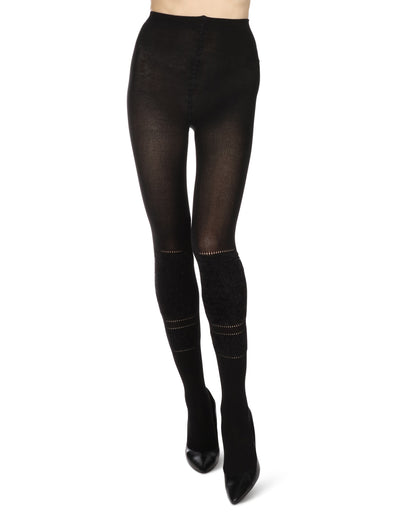 Women's Fuzzy Lush Soft Cotton Blend Sweater Tights : Color: Black