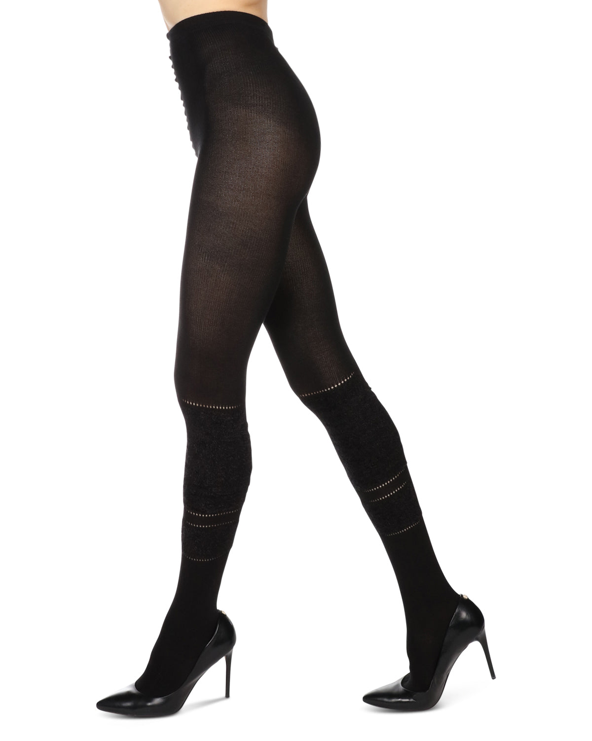 Women's Fuzzy Lush Soft Cotton Blend Sweater Tights : Color: Black