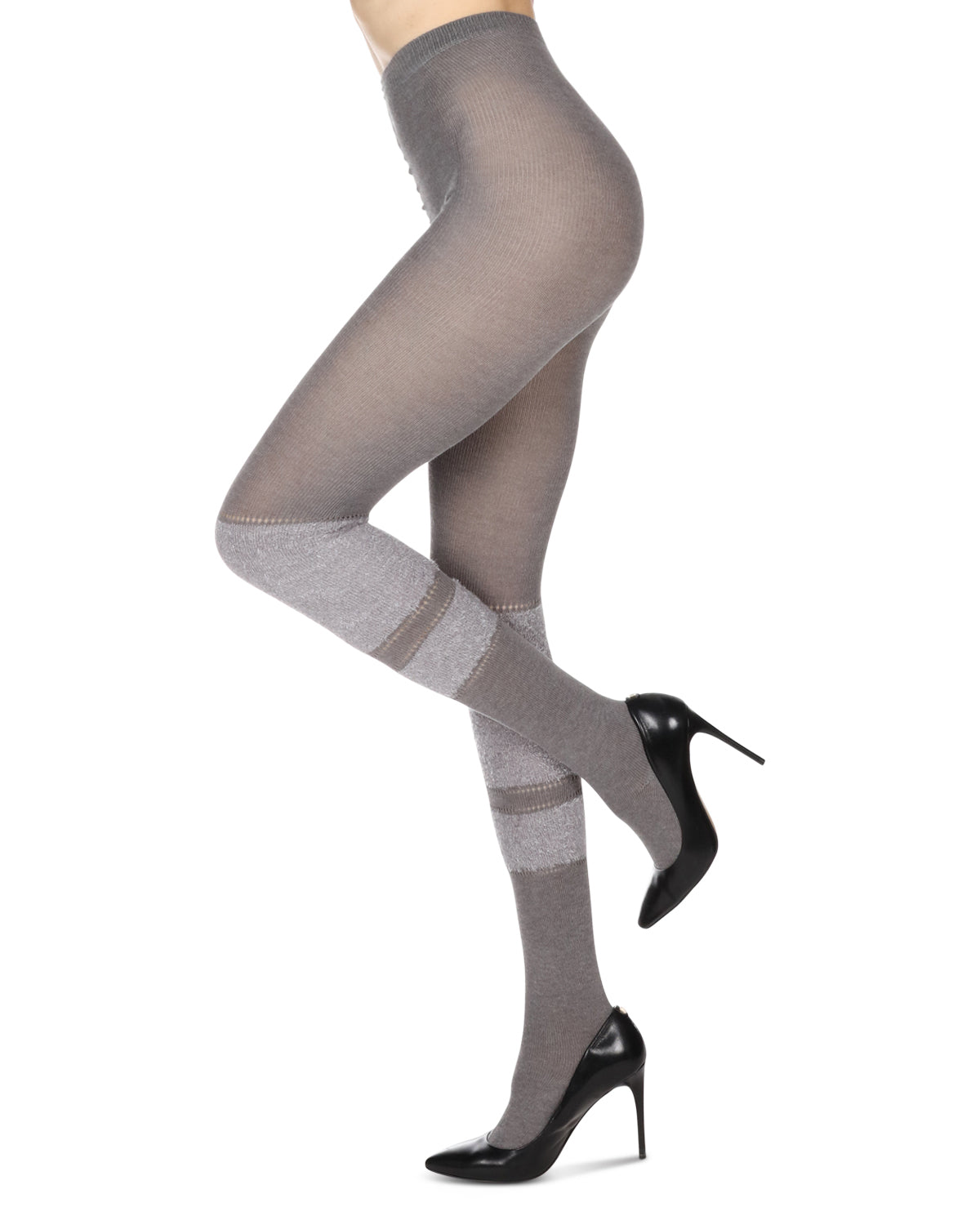 Women's Fuzzy Lush Soft Cotton Blend Sweater Tights : Color: Gray