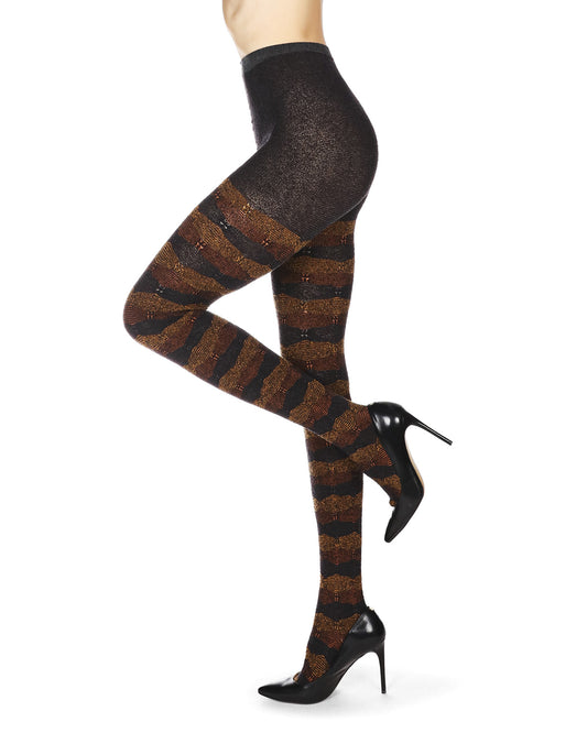 Women's Zig Zag Band Cotton Blend Warm Sweater Tights : Color: Yellow