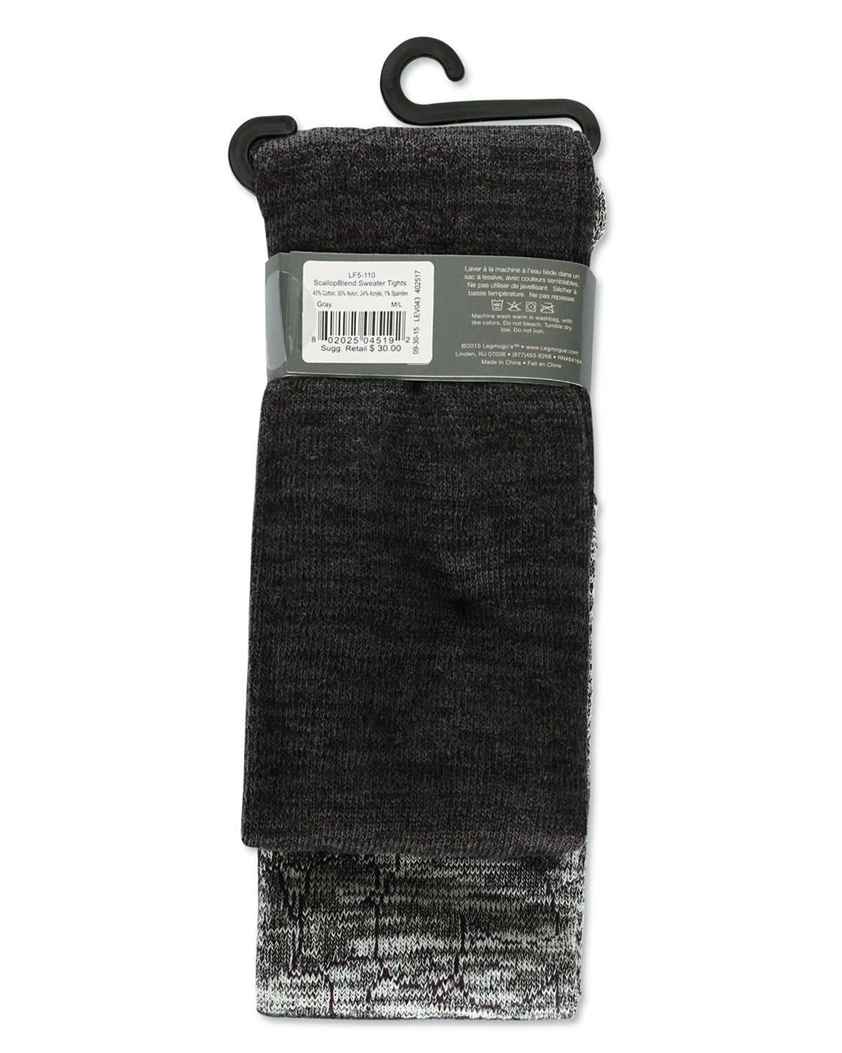 Women's Scallop Mix Two Tone Cotton Blend Sweater Tights : Color: Blue