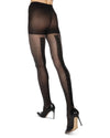 Women's Floral Flocked Back Seam Sheer Tights : Color: Black