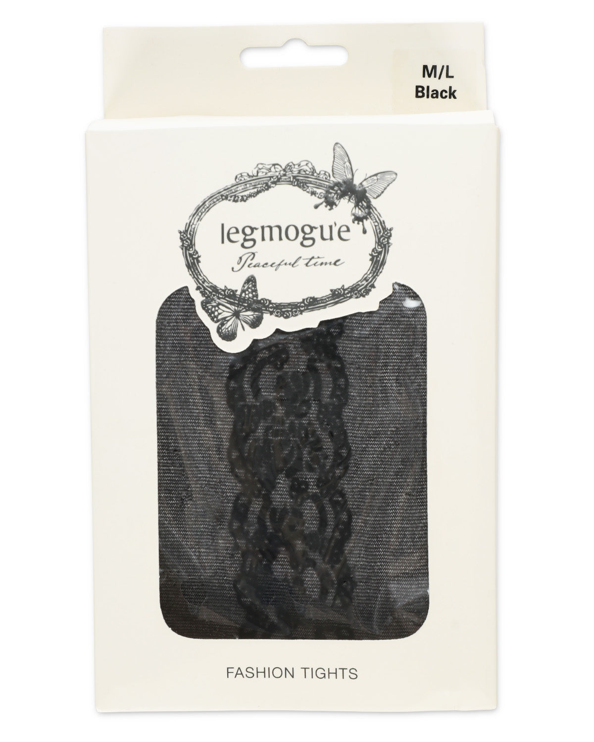 Women's Floral Flocked Back Seam Sheer Tights : Color: Black