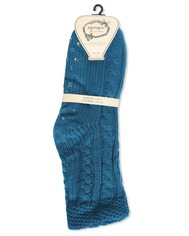 Women's Cable Knit Sherpa-Lined Lounge Sock