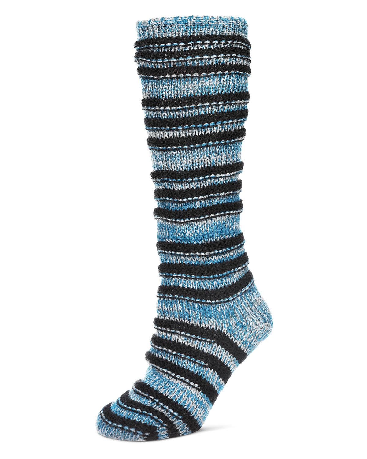 Women's Tri Line Sherpa-Lined Lounge Sock : Color: Blue