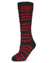 Women's Tri Line Sherpa-Lined Lounge Sock : Color: Burgundy