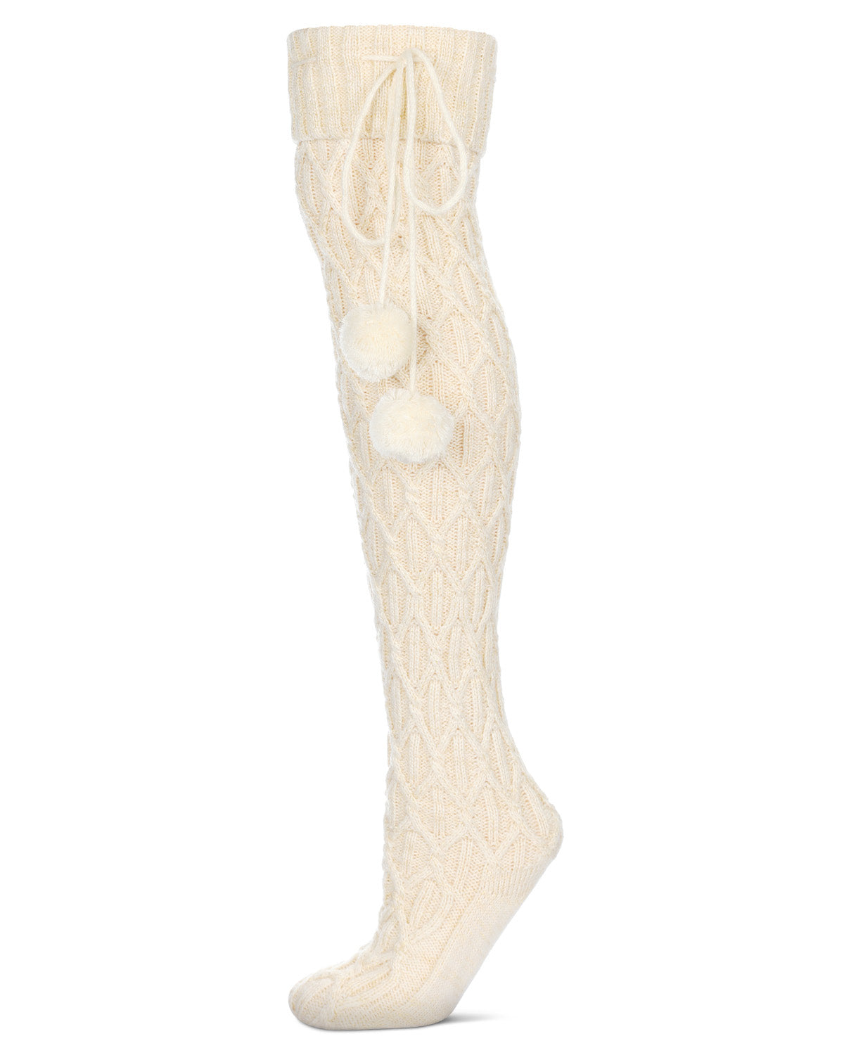 Women's Interdiamond Chunky Knit Over The Knee Warm Sock : Color: Antique Ivory