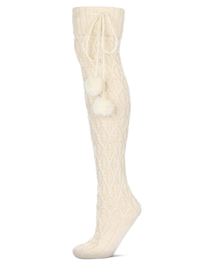Women's Interdiamond Chunky Knit Over The Knee Warm Sock : Color: Antique Ivory