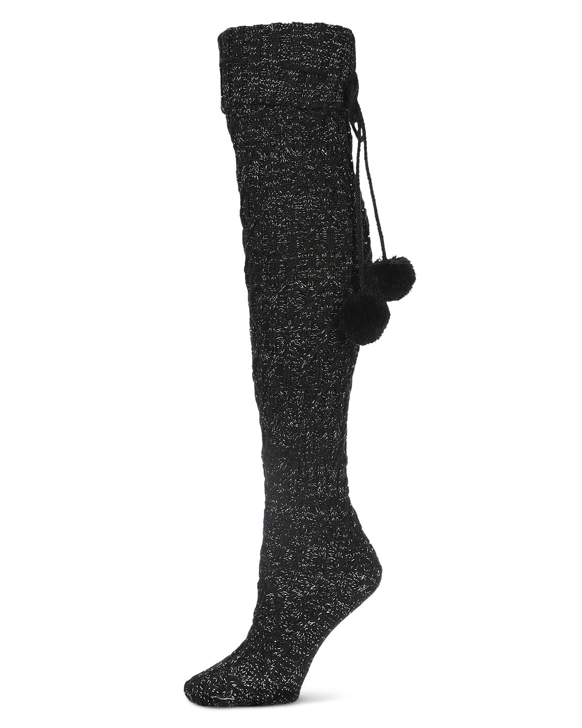 Women's Interdiamond Chunky Knit Over The Knee Warm Sock : Color: Black