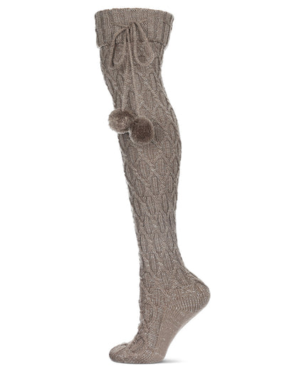 Women's Interdiamond Chunky Knit Over The Knee Warm Sock : Color: Dark Gray