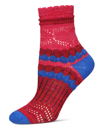 Women's Super Chain Stunning Soft-Fit Cotton-Rich Crew Sock : Color: Blue