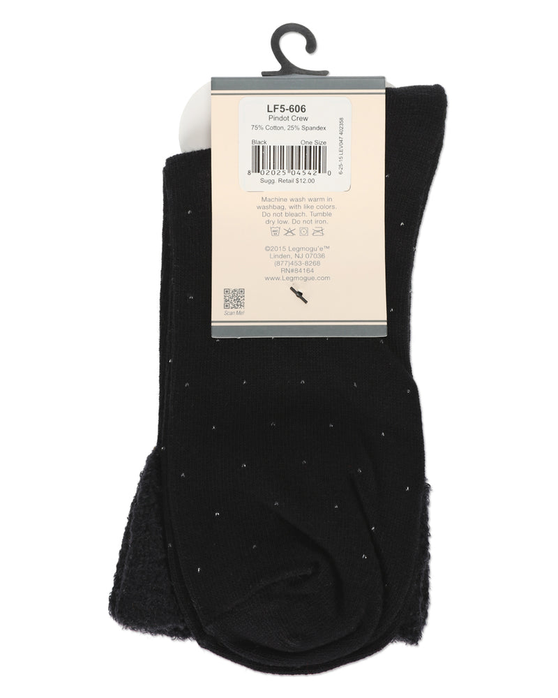 Women's Pindot Soft-Fit Thick Cuff Cotton Rich Crew Sock