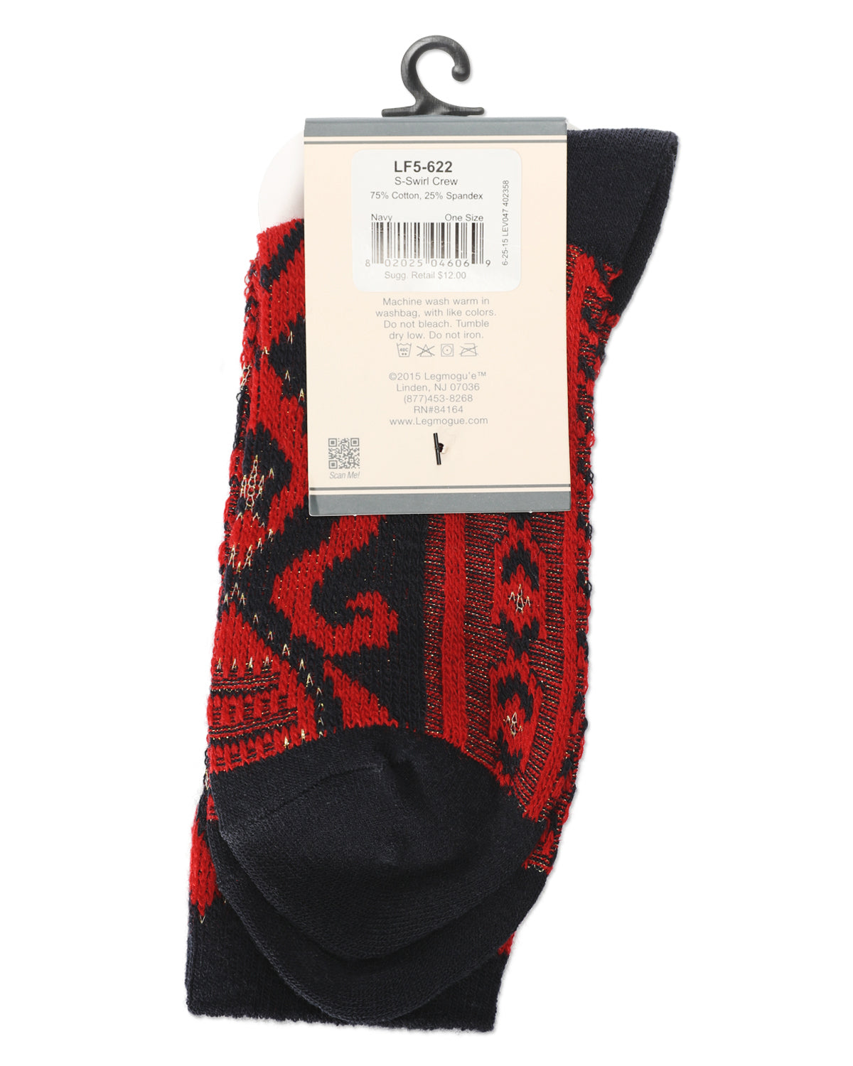 Women's S-Swirl Super Comfi Soft-Fit Crew Sock : Color: Black