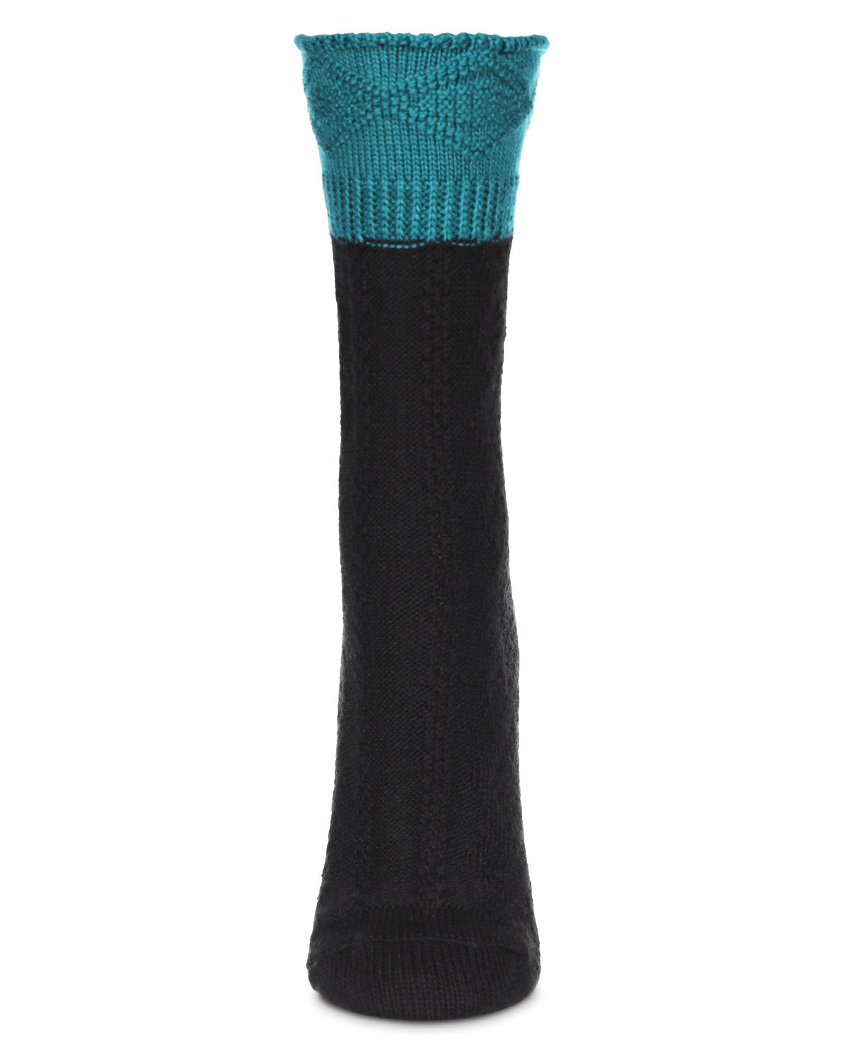 Women's Diamond Bits Soft-Fit Two-Tone Crew Sock : Color: Black