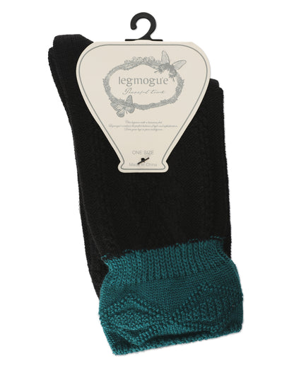 Women's Diamond Bits Soft-Fit Two-Tone Crew Sock : Color: Black