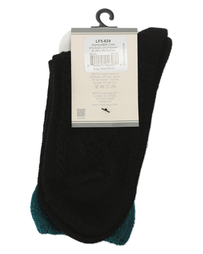 Women's Diamond Bits Soft-Fit Two-Tone Crew Sock : Color: Black